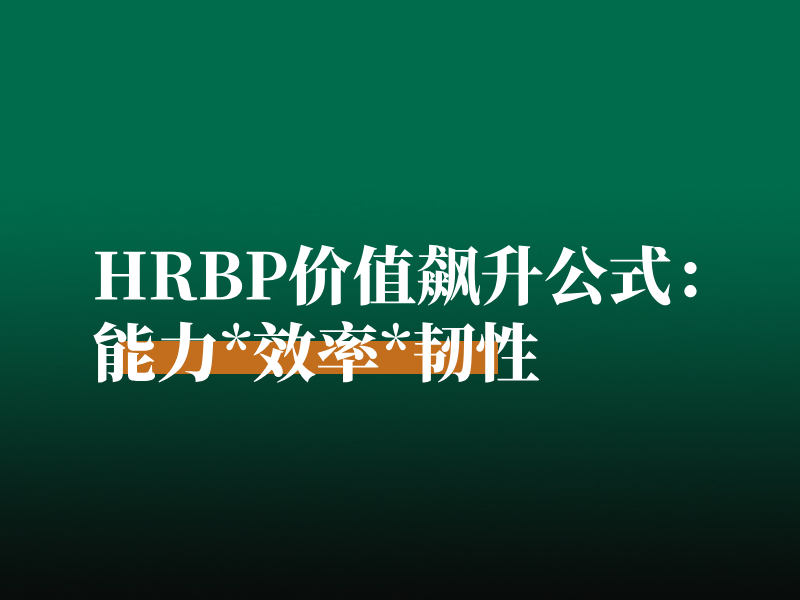 HRBP价值飙升公式：能力*效率*韧性