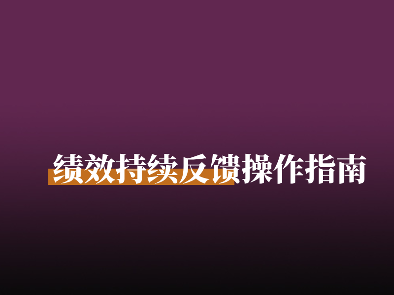 绩效持续反馈操作指南