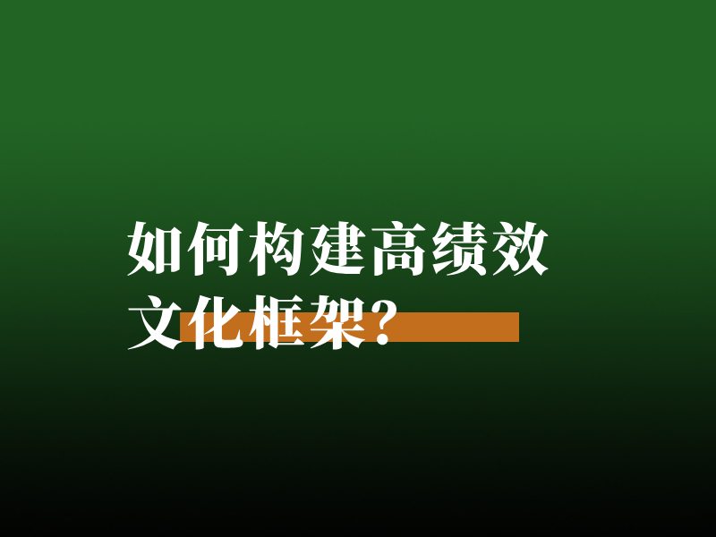 如何构建高绩效文化框架？